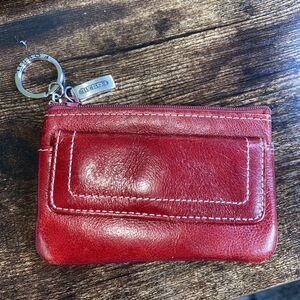 Women’s  Fossil Card/Change Holder Red Leather Zip & Snap Closures